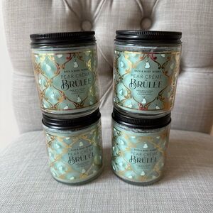Bath & Body Works Pear‎ Crème Brûlée 4 Single Wick Candles NEW